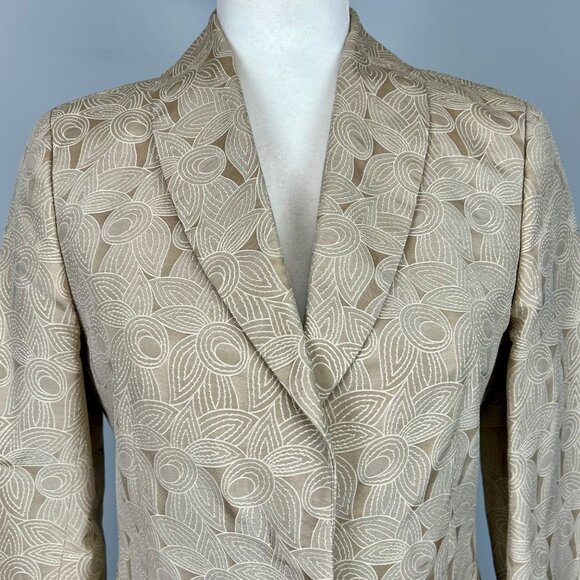 Marlowe Italy Womens Tan 2 Piece Suit Skirt Jacket Silk Cotton size IT 40 US 6 - Picture 3 of 14